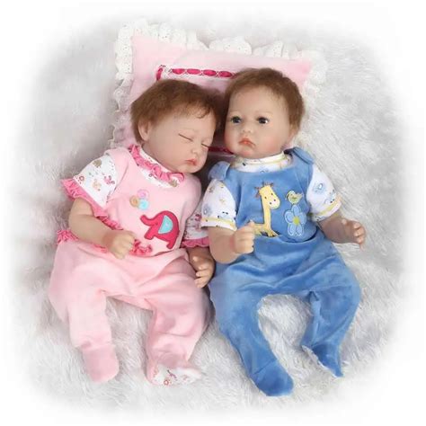 NPKCOLLECTION 22 Inch Soft Silicone Reborn Babies Twins Realistic Newborn Sleeping Girl And ...