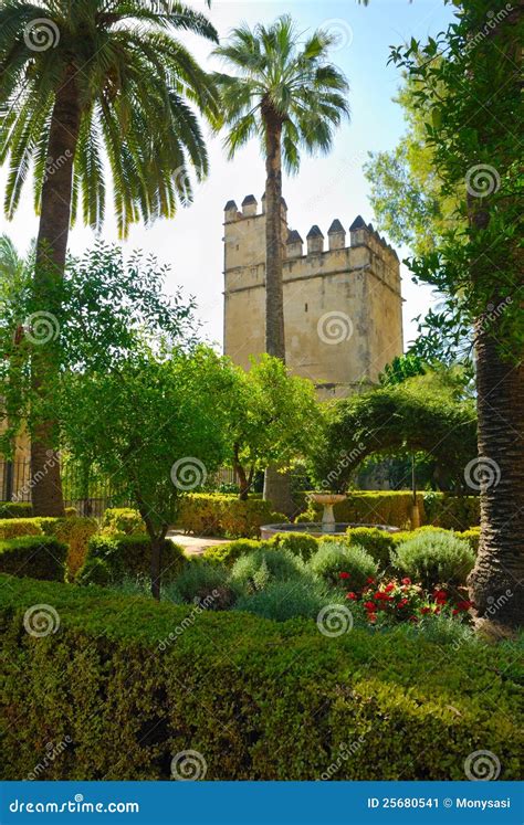 Tower in Alcazar gardens stock image. Image of andalusian - 25680541