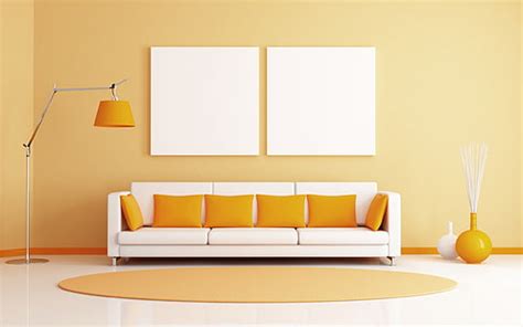 HD wallpaper: white 2-seat sofa and four throw pillows, interior ...