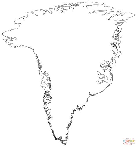 Outline Map Of Greenland Coloring Page. Free Printable Coloring Page ...