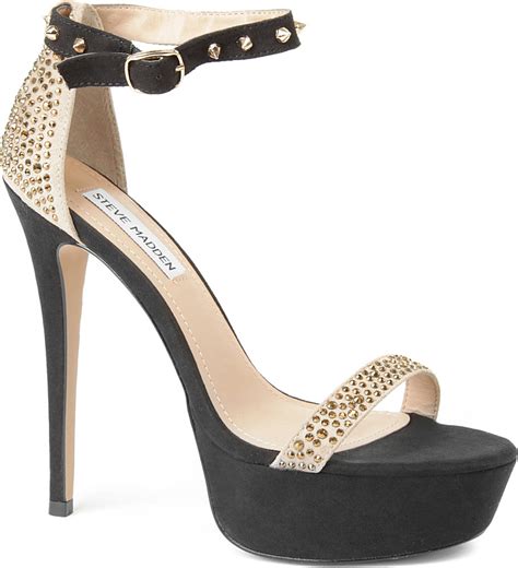 Steve Madden Reality Studded Platform Sandals in (black-synthetic) | Lyst