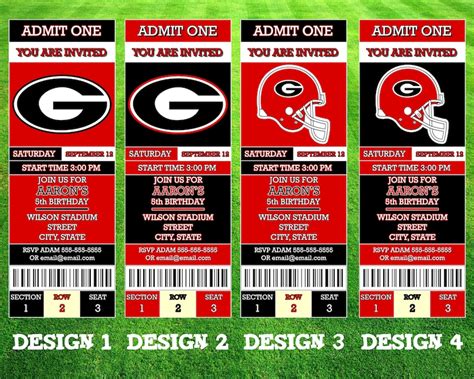 Georgia Bulldogs Ticket Invitation | Etsy