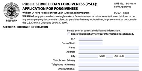 Student Loan Forgiveness application @ www.studentaid.gov