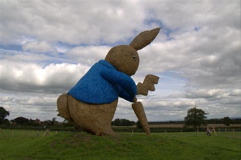 Peter Rabbit hay sculpture at Snugbury's... © Mike Pennington cc-by-sa ...