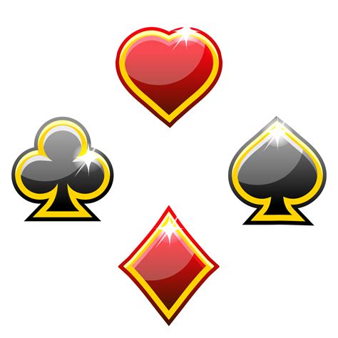 Set of playing card suits isolated on transparent background, Heart, spade, club and diamond ...