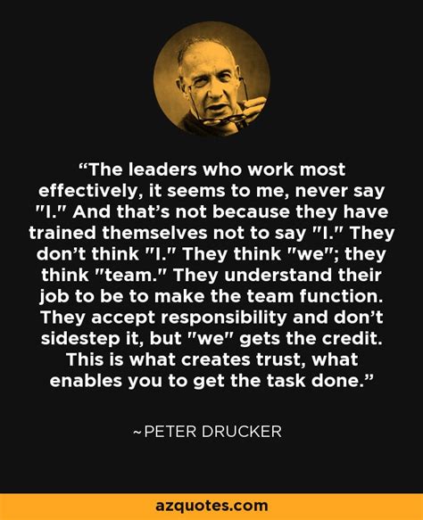 Peter Drucker quote: The leaders who work most effectively, it seems to me...