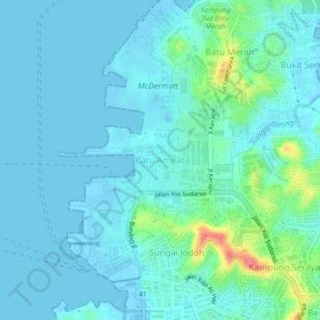 Batu Ampar topographic map, elevation, terrain