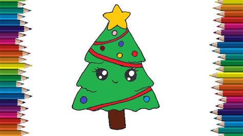 How to Draw a Christmas Tree cute and easy 2018 | Easy drawings for kids