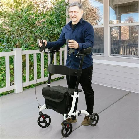 Senior Upright Walker with Seat and 4 Wheels Adjustable Standing Rollator – Balma Home
