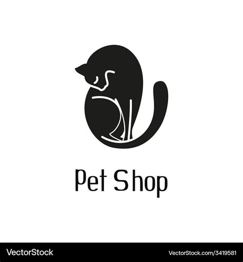 Cute pet shop logo with cat Royalty Free Vector Image