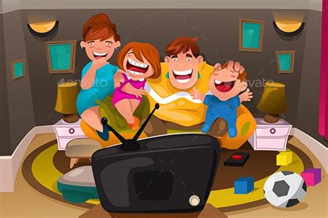 Family Watching Television Movie Night, Family Guy, Guys, Illustration ...