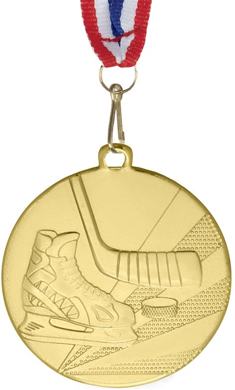 Ice Hockey Gold Medal with Medal Ribbon 50mm (2")