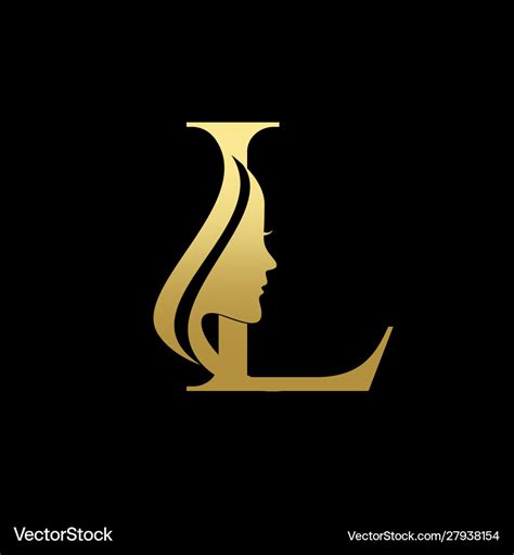 Letter l beauty women face logo design Royalty Free Vector