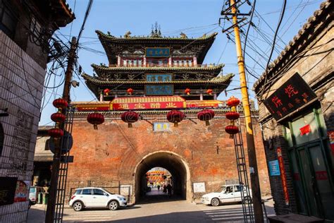 Taigu Old Town Scene- Drum Tower Editorial Stock Photo - Image of town, finance: 51311503