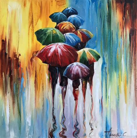 Abstract Umbrella Painting Modern Rainy Day Art Original - Etsy UK