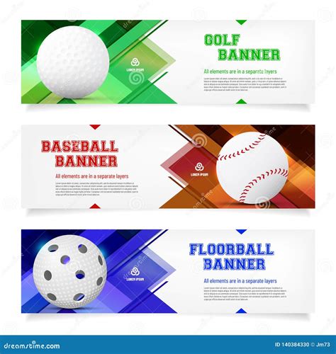 Set of Sport Banner Templates with Ball and Sample Text Stock Vector ...