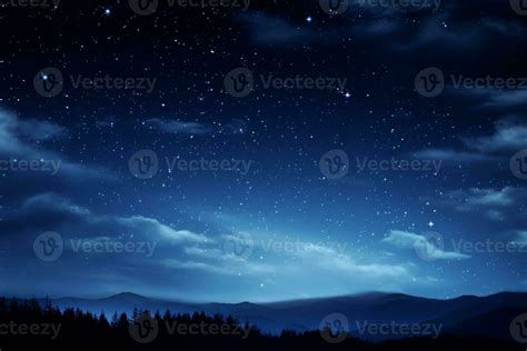 starry night sky with a mountain range and a forest. generative ai ...