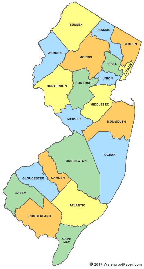 New Jersey County Map - NJ Counties - Map of New Jersey