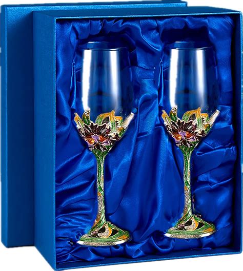 Amazon.com | Wine Glasses Crystal Red Wine Glasses Elegant Champagne Glasses Enamels Floral ...