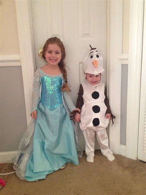 Elsa and Olaf brother and sister costume. My babies looking so cute ...