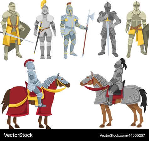 Cartoon knights cavalry knight in battle armor Vector Image