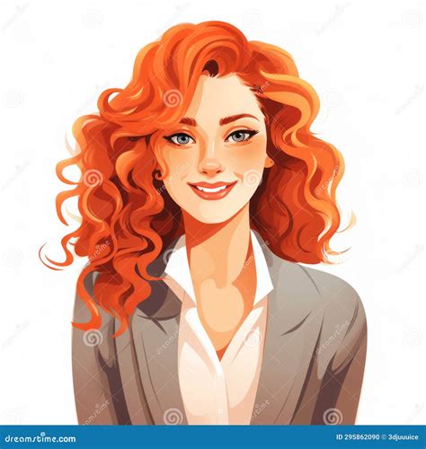 Smiling Teen Persian Woman with Red Curly Hair Flat Illustration. Stock Illustration ...