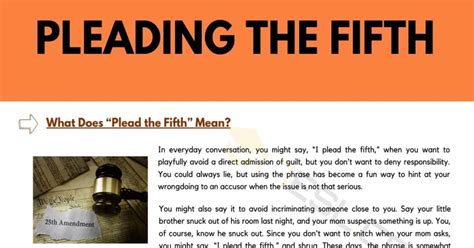 Plead the Fifth | What Does "I plead the fifth" Mean? • 7ESL