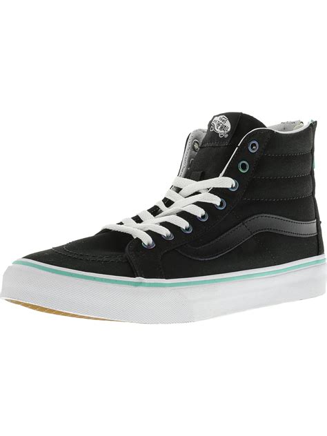 Vans Sk8-Hi Slim Zip Iridescent Eyelets Black High-Top Canvas Skateboarding Shoe - 8M / 6.5M ...