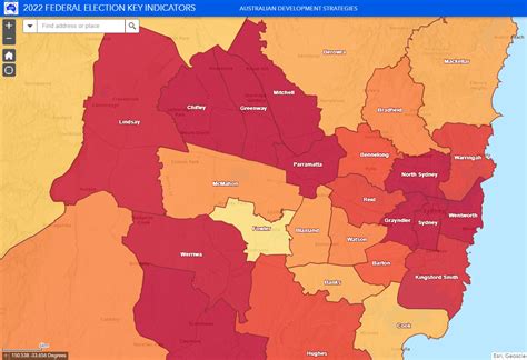 Key Swing Indicator Map for 2022 Federal Election 2022