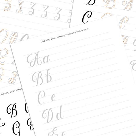 Script Lettering Worksheets, Hand Lettering Worksheets, Printable, Practice Sheets, PDF & JPG ...