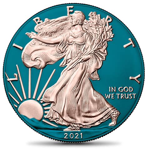 AMERICAN SILVER EAGLE TYPE II SPACE BLUE & ROSE USA 2021 1 oz American ...