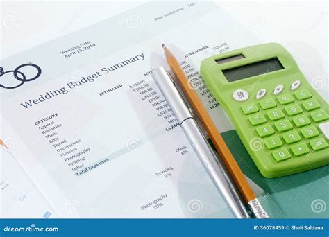 Wedding Budget with Green Calculator Stock Image - Image of list, calculation: 36078459
