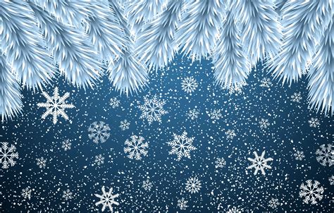 Wallpaper Minimalism, Snow, Branches, Christmas, Snowflakes, Background, New year, Art ...