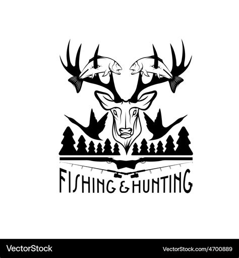 Hunting and fishing vintage emblem design template