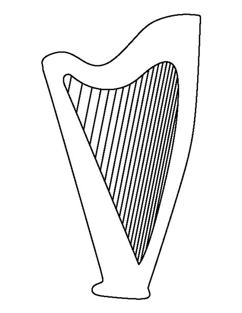 Printable Harp Template | Harp, Free motion quilt designs, Templates ...