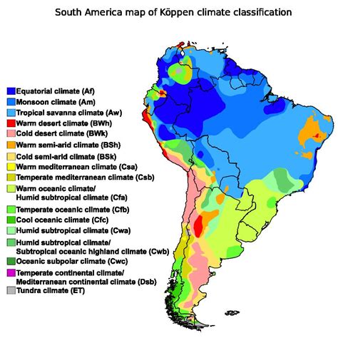 South America map of Köppen climate classification | South america map ...