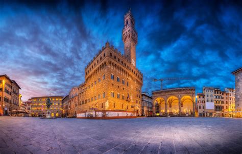 Wallpaper sunrise, Florence, Piazza della Signoria images for desktop, section город - download