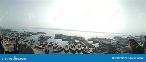 River Ganga Panorama Sunrise Varanasi Editorial Photography - Image of ...