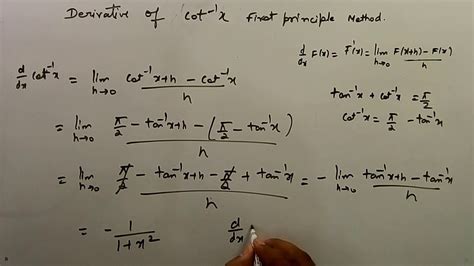 Derivative of Inverse cot by first principle method - YouTube