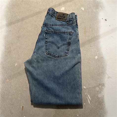 vintage levi’s silver tab jeans fire jeans measures... - Depop