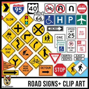 Road Signs Clip Art - customizable by SillyODesign | TPT