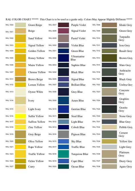 RAL Color Chart - Edit, Fill, Sign Online | Handypdf