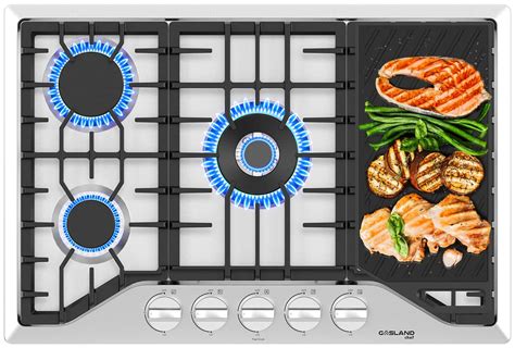 30 Inch Gas Cooktop with Griddle, GASLAND Chef PRO GH3305SF 5 Burner ...