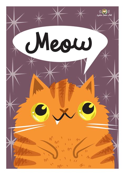 Orange Cat Art Print Cat Illustration Cat Notecard - Etsy