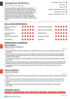 Example of an Event Planner resume template by Novorésumé. Event Planning Resume, Event Planning ...