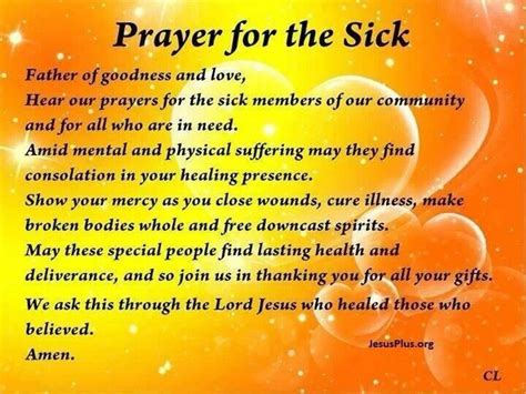 Prayer for the sick | Prayer for the sick, Healing prayer quotes, Prayers for healing