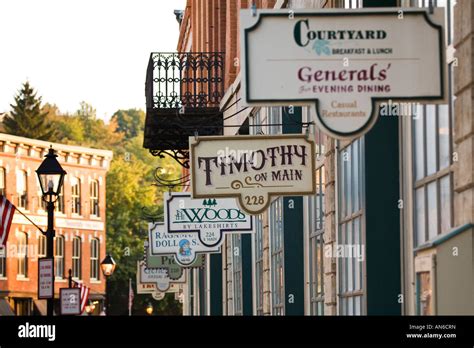 ILLINOIS Galena Main Street downtown shopping district in early morning ...