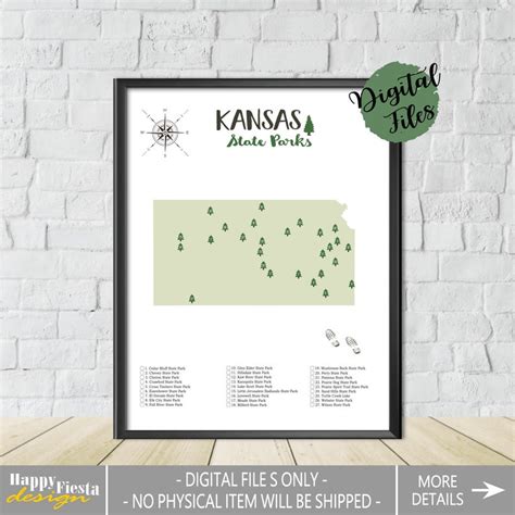 PRINTABLE Kansas State Parks Map-State Parks Of Kansas | Etsy