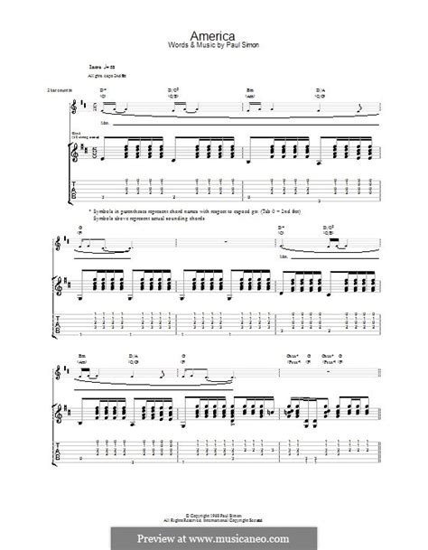 America (Simon & Garfunkel) by P. Simon - sheet music on MusicaNeo