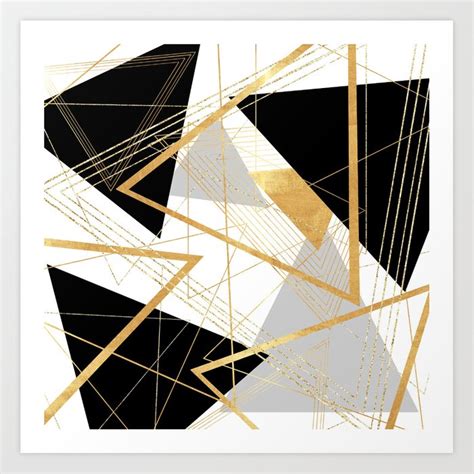 Black and Gold Geometric Art Print by Lisa Guen Design | Society6